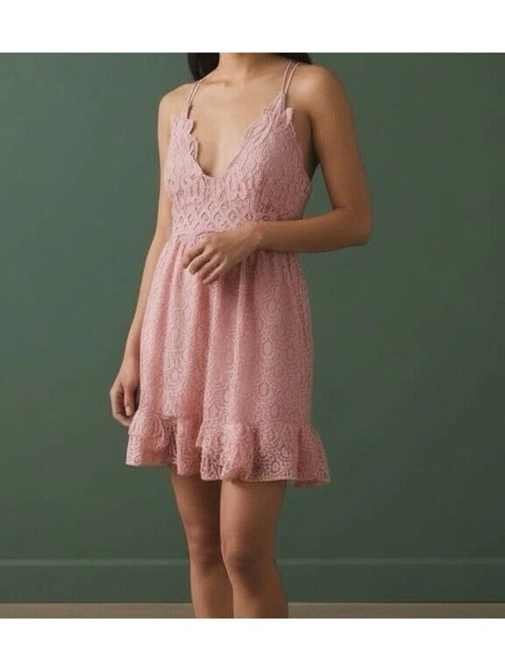 Free People FP One Pink Floral Dress S Sheer Gauze Lace Fairycore